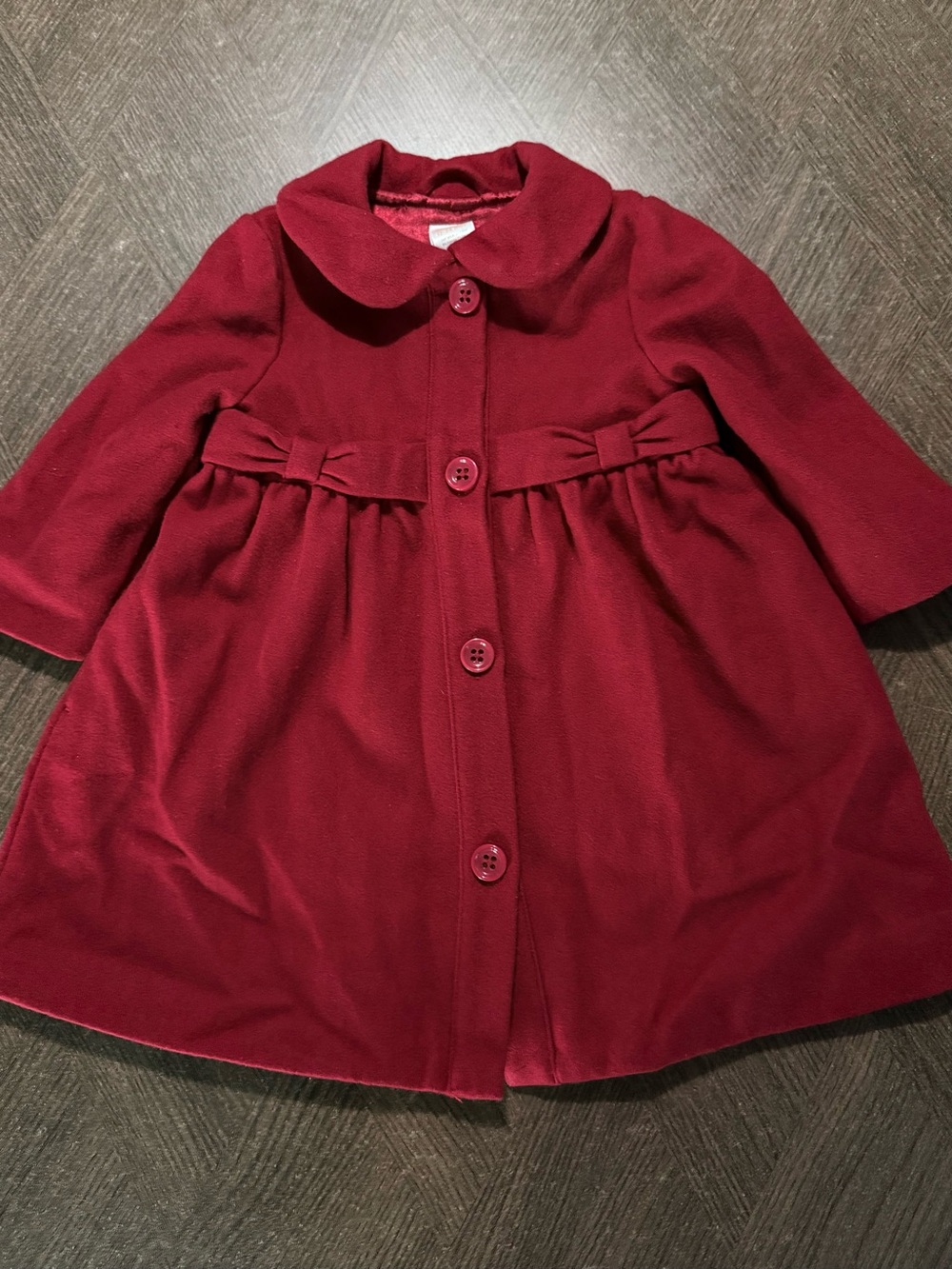Gymboree Burgundy Wool Blend Peter Pan Collar Pea Coat EUC sz-12-24mo